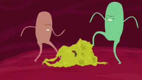 A Group Of Cartoon Characters Are Standing Next To Each Other In A Room . GIF