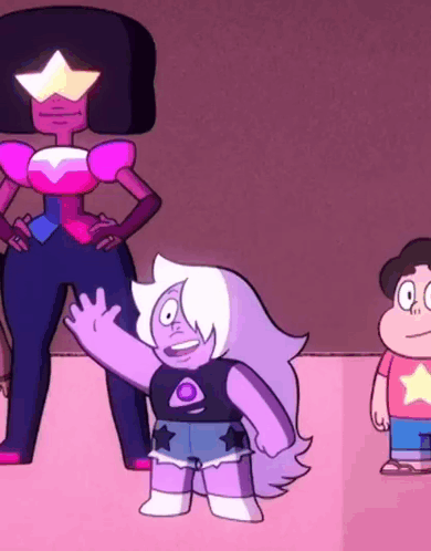 A Group Of Cartoon Characters Are Standing Next To Each Other GIF