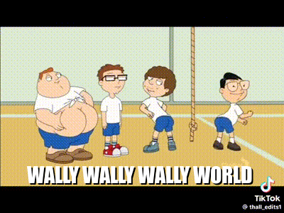 A Group Of Cartoon Characters Are Standing Next To Each Other On A Court . GIF