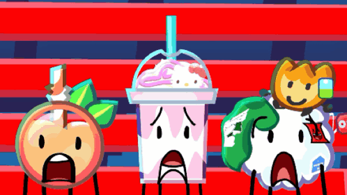 A Group Of Cartoon Characters Are Standing Next To Each Other GIF