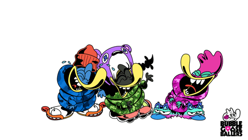 A Group Of Cartoon Characters Are Standing Next To Each Other With Bubble Goose Ballers Written On The Bottom Right GIF