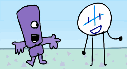 a group of cartoon characters are standing next to each other with one of them holding a sign that says " warning "