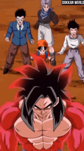 A Group Of Cartoon Characters Are Standing Next To Each Other With The Words Dokka World Visible In The Corner GIF