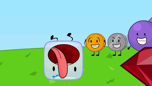 Cartoon Characters Including Purple Bomb And Cube GIF