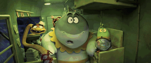 A Group Of Cartoon Characters Including A Snake And A Frog GIF