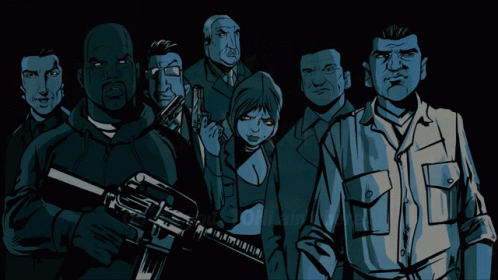A Group Of Cartoon Characters Including A Woman With A Gun GIF