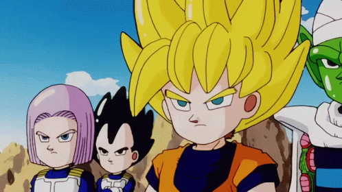 A Group Of Cartoon Characters Including Goku Vegeta And Trunks GIF