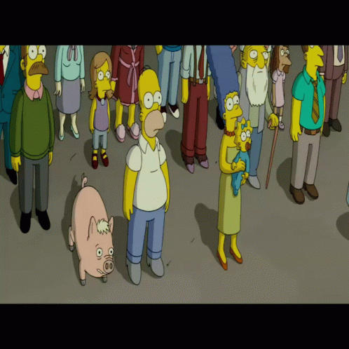 A Group Of Cartoon Characters Including Homer Simpson And Maggie Simpson GIF