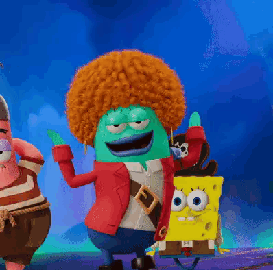 A Group Of Cartoon Characters Including Patrick Star And Spongebob Squarepants GIF