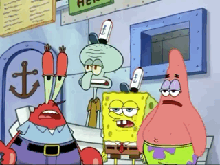 A Group Of Cartoon Characters Including Spongebob Patrick And Squidward Are Standing Next To Each Other GIF
