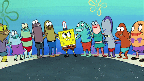 A Group Of Cartoon Characters Including Spongebob Squarepants GIF