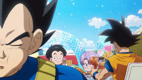 A Group Of Cartoon Characters Including Vegeta And Trunks GIF