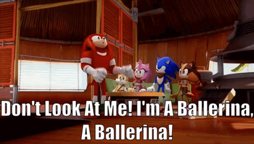 A Group Of Cartoon Characters Sitting Around A Table With The Caption " Don T Look At Me GIF