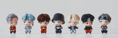 A Group Of Cartoon Characters Standing Next To Each Other GIF