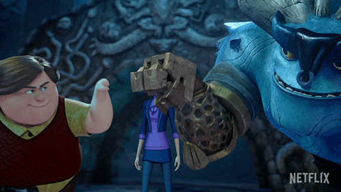 A Group Of Cartoon Characters Standing Next To Each Other With A Netflix Logo On The Bottom GIF