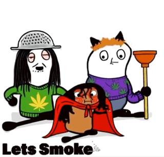 A Group Of Cartoon Characters With The Words Let 'S Smoke Written On The Bottom GIF