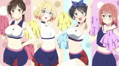 A Group Of Cheerleaders With The Letter K On Their Shirts GIF