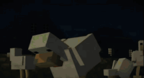 A Group Of Chickens In A Minecraft Game GIF