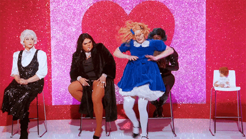 Drag Queens Dancing In Front Of Heart GIF