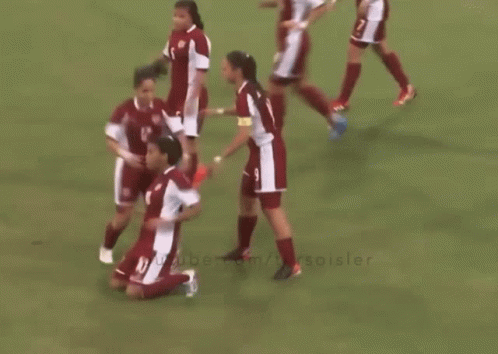 A Group Of Female Soccer Players Wearing Numbers 6 And 10 GIF