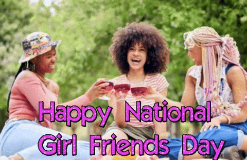 A Group Of Girls Are Celebrating National Girl Friends Day By Drinking Wine GIF
