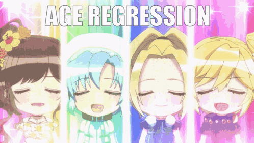 Girls Standing Together Age Regression GIF