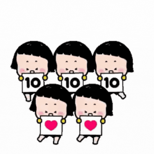 A Group Of Girls Holding Signs That Say 10 GIF