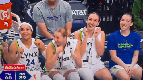 A Group Of Lynx Basketball Players Sit On The Bench GIF