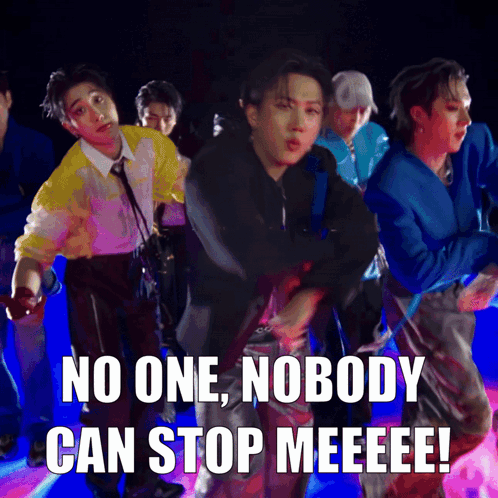 A Group Of Men Are Dancing With The Words No One Nobody Can Stop Meeeee GIF