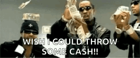 A Group Of Men Are Holding Lots Of Money In Their Hands . GIF