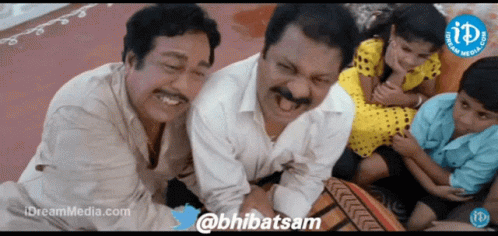 A Group Of Men Are Sitting On A Couch And Laughing With The Hashtag @Bhibatsam GIF