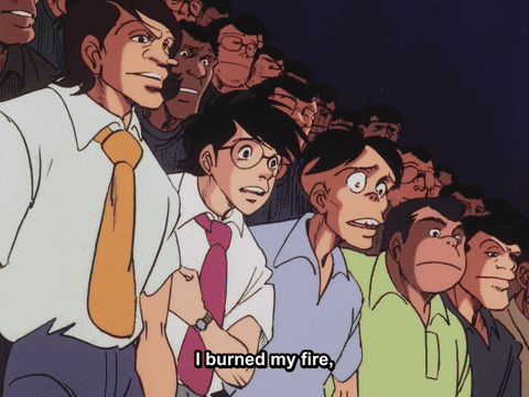 Men Standing In Row One Says I Burned My Fire GIF