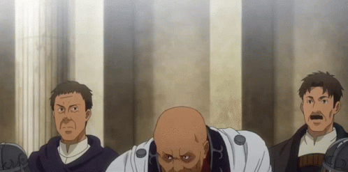 A Group Of Men Are Standing Next To Each Other And One Of Them Has A Bald Head And A Mustache GIF