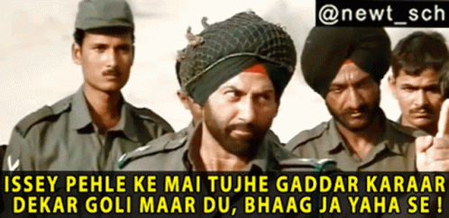 A Group Of Men In Military Uniforms With A Caption That Says " Issey Pehle Ke Mai Tujhegaddar Karaar GIF