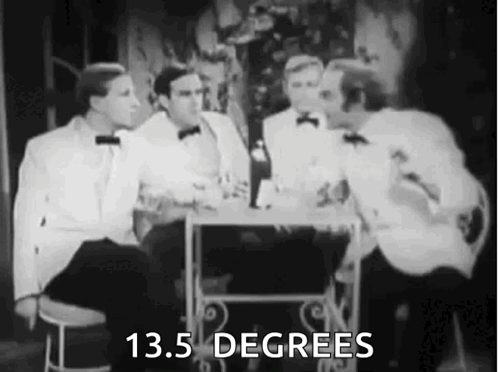 A Group Of Men In Tuxedos Are Sitting At A Table Talking To Each Other . GIF