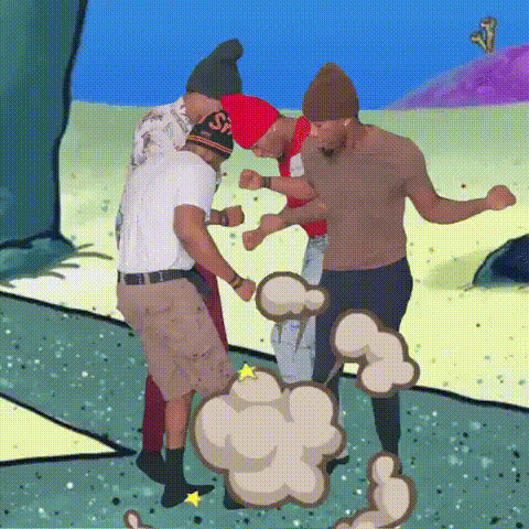 A Group Of Men Standing Next To Each Other With One Wearing A Hat That Says Ss GIF