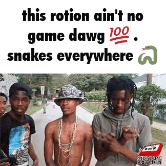 A Group Of Men Standing Next To Each Other With The Caption This Rotation Ain 'T No Game Dawg 100 Snakes Everywhere 3 GIF