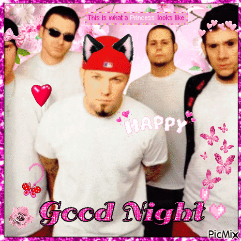 A Group Of Men Standing Next To Each Other With The Words Good Night On The Bottom Right GIF