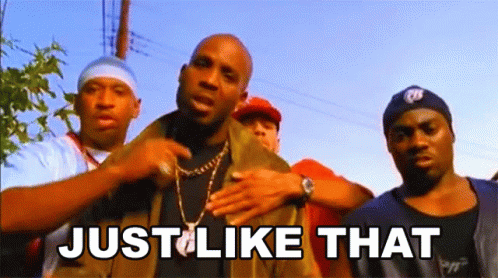 A Group Of Men Standing Next To Each Other With The Words Just Like That Written On The Bottom GIF