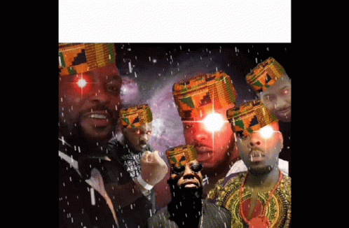 A Group Of Men Wearing African Hats And Glasses GIF