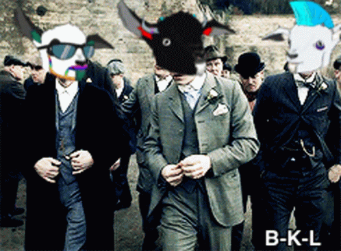 a group of men wearing suits and hats with their faces on a poster that says b-k-l on it