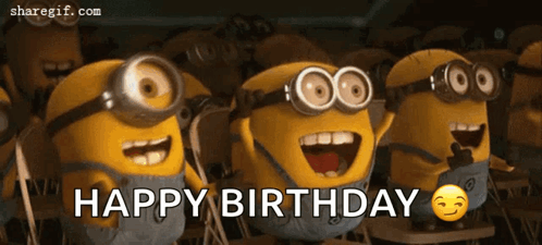 A Group Of Minions Are Celebrating A Birthday With The Words Happy Birthday GIF