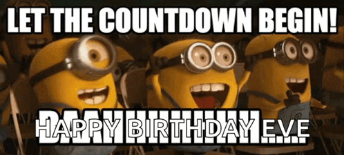 A Group Of Minions Are Standing In Front Of A Sign That Says Let The Countdown Begin GIF