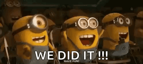 A Group Of Minions Are Standing Next To Each Other With Their Eyes Closed And Their Mouths Open . GIF
