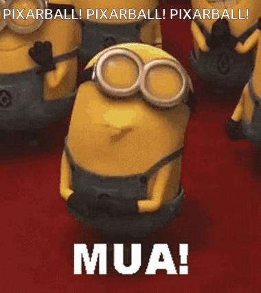 A Group Of Minions Standing Next To Each Other With A Caption That Says Mua GIF