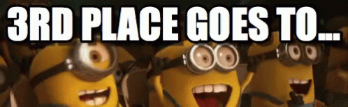 A Group Of Minions With The Words " 3Rd Place Goes To " Behind Them GIF