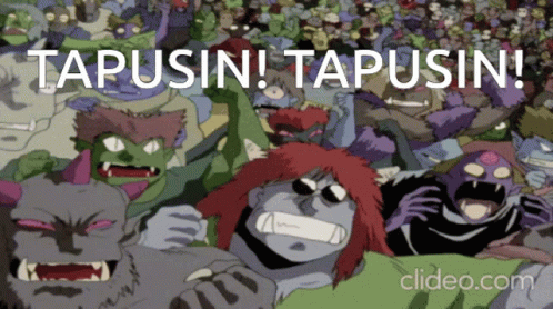 A Group Of Monsters With The Words Tapusin Tapusin GIF