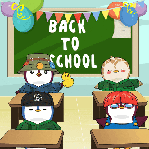 Penguins Sitting In Classroom Back To School GIF