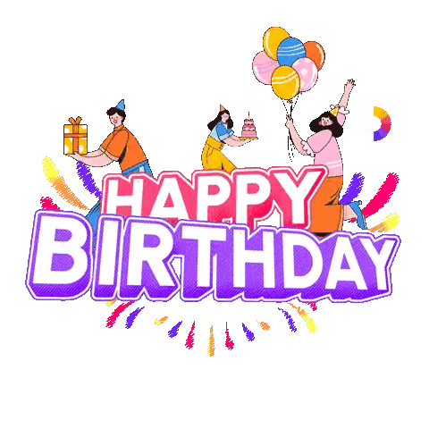 a group of people are celebrating a birthday with balloons and gifts