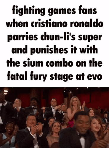 A Group Of People Are Clapping In A Theater And The Caption Says Fighting Games Fans When Cristiano Ronaldo GIF